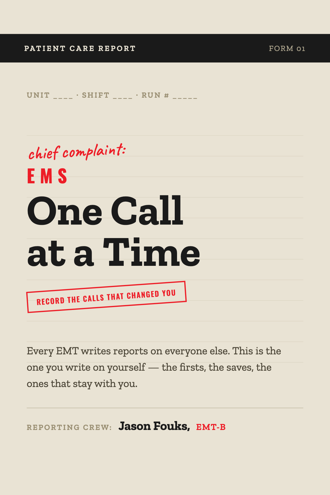 EMS One Call at a Time guided EMS journal book cover